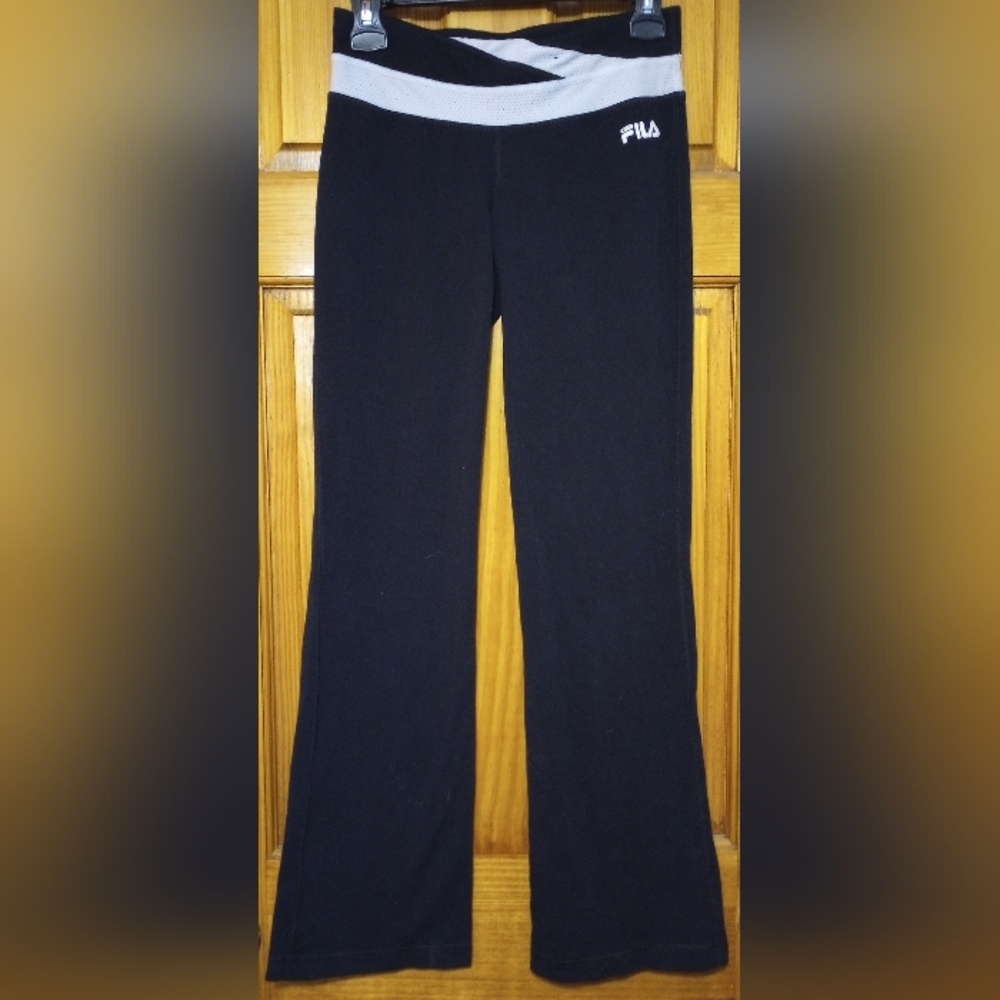 Women's Fila Black and Gray Boot Cut Flare Pants, Size XS